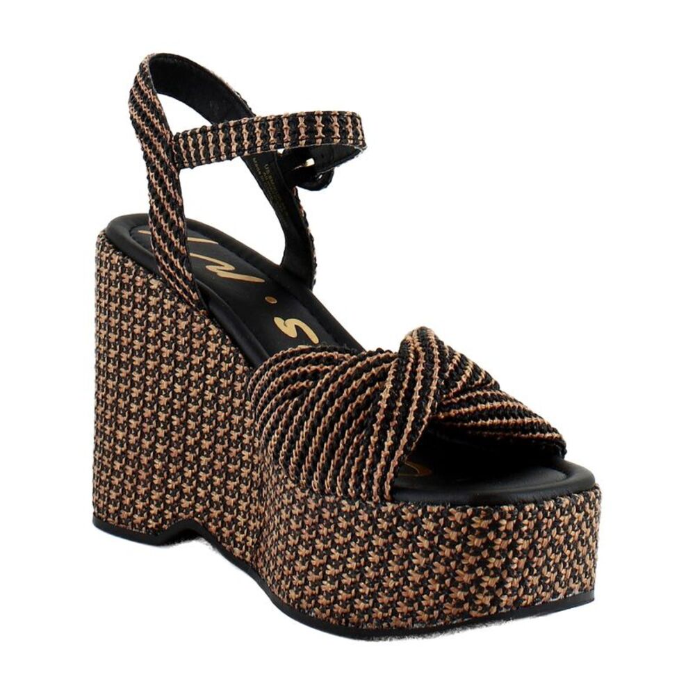 Circus by Sam Edelman Black and Tan Woven Platform Sandals